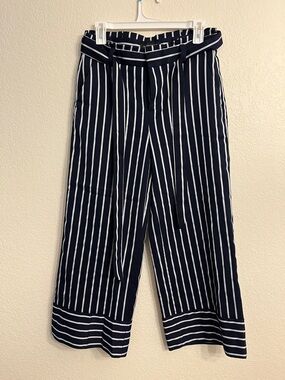 Banana Republic Navy & White Striped Blake Trousers